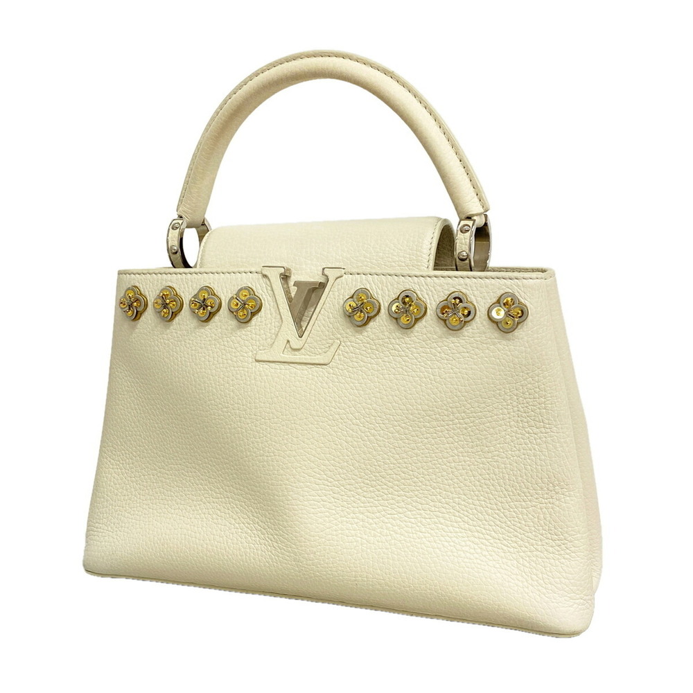 Louis Vuitton Capucines PM handbag, Taurillon leather, M54264, white, women's.